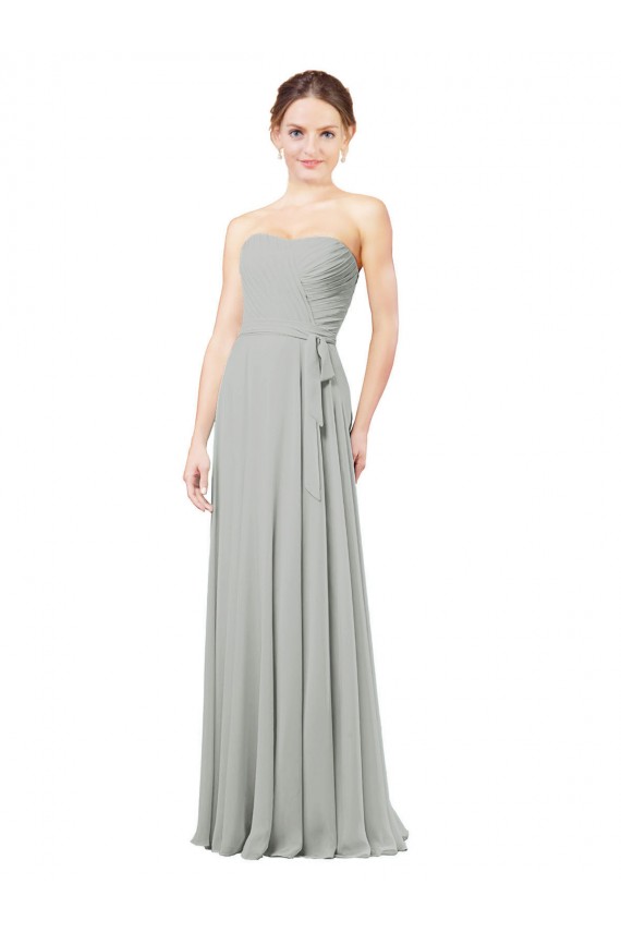 Soft Chiffon Long Sweetheart Silver A-Line Bridesmaid Dresses Plymouth