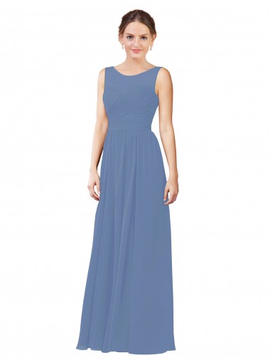 Soft Chiffon Long Illusion Neck Sheath Bridesmaid Dress Plymouth