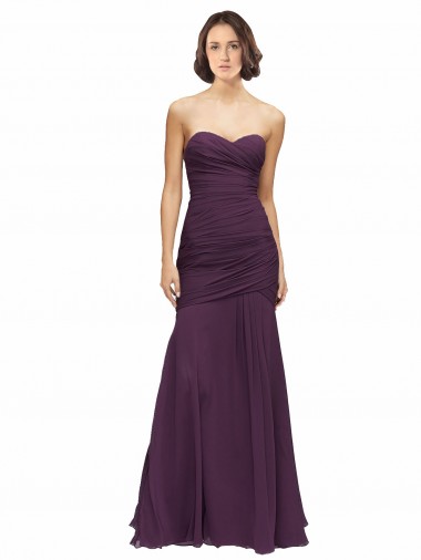 Soft Chiffon Long Sweetheart Grape Mermaid Bridesmaid Dress Plymouth