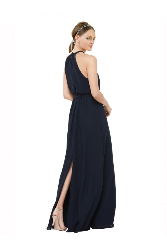 Chiffon Long Halter Neck A-Line Bridesmaid Dress Plymouth