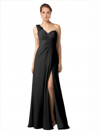 Soft Chiffon Long One Shoulder A-Line Bridesmaid Dress / Formal Dress Plymouth
