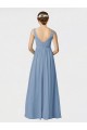 Soft Chiffon Long Spaghetti Straps Dusty Blue A-Line Bridesmaid Gown Plymouth