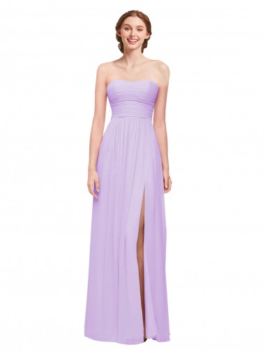 Soft Chiffon Long Sweetheart Lilac A-Line Evening Dress / Bridesmaid Dress Plymouth