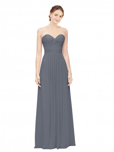 Soft Chiffon Long Sweetheart Slate Grey A-Line Bridesmaid Dress Plymouth
