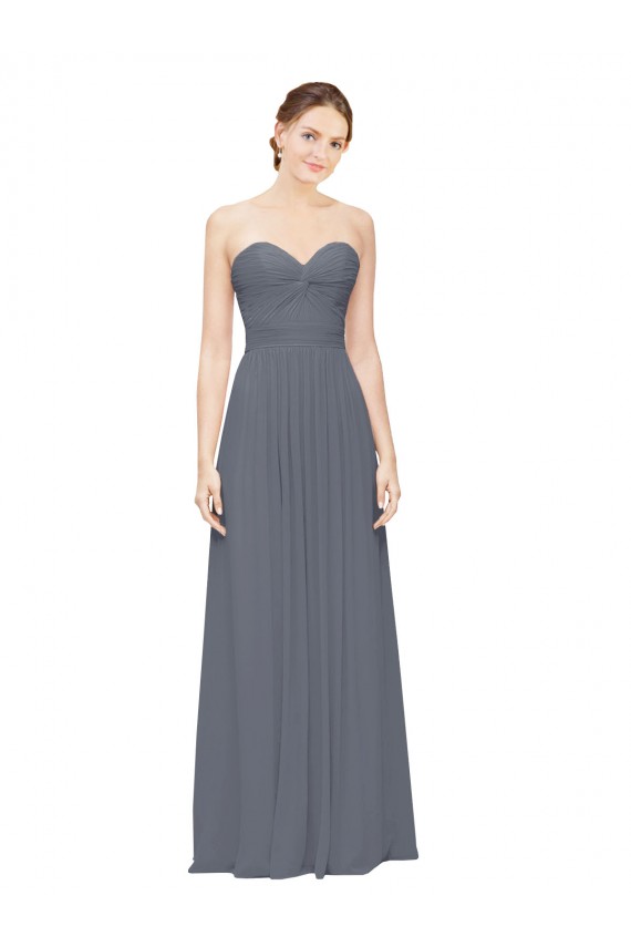 Soft Chiffon Long Sweetheart Slate Grey A-Line Bridesmaid Dress Plymouth