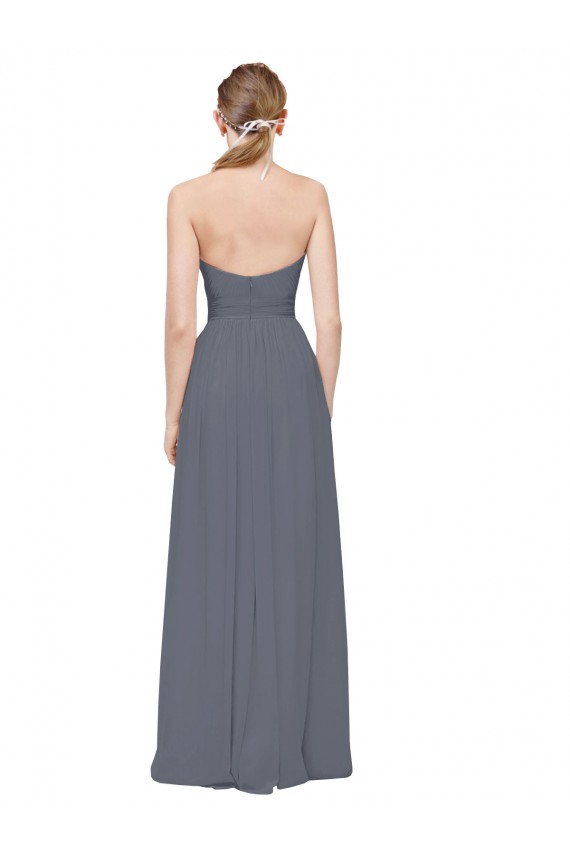 Soft Chiffon Long Sweetheart Slate Grey A-Line Bridesmaid Dress Plymouth