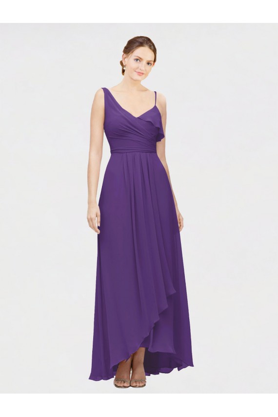 Soft Chiffon Long One Shoulder A-Line High Low Bridesmaid Dress Plymouth