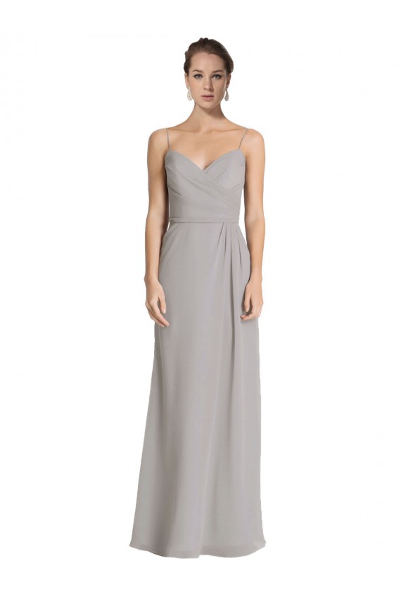 Soft Chiffon Long Spaghetti Straps Sheath Bridesmaid Dress Plymouth