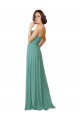 Soft Chiffon Long Spaghetti Straps Icelandic Silver A-Line Bridesmaid Dress Plymouth