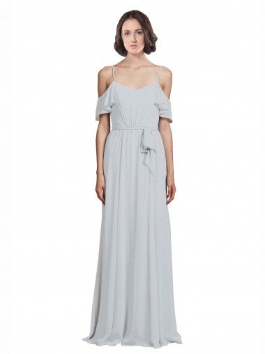 Soft Chiffon Long Off the Shoulder Frost A-Line Formal Dress / Bridesmaid Dress Plymouth