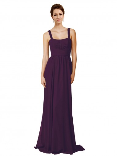 Soft Chiffon Sweep Train Spaghetti Straps A-Line Bridesmaid Dress Plymouth