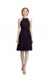 Soft Chiffon Knee Length Halter Neck Grape A-Line Bridesmaid Dress Plymouth