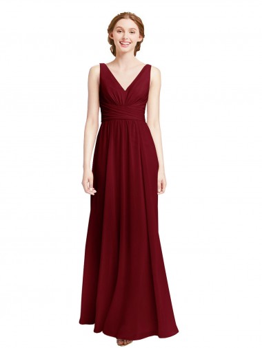 Chiffon Long V-Neck A-Line Bridesmaid Dress / Evening Gowns Plymouth