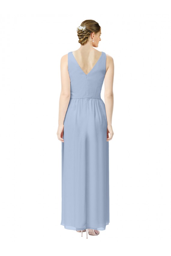 Soft Chiffon Long V-Neck Periwinkle A-Line Bridesmaid Dress Plymouth