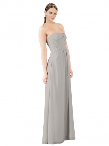 Soft Chiffon Long Sweetheart Oyster Silver A-Line Bridesmaid Dress Plymouth
