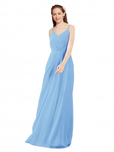 Soft Chiffon Low Back Long V-Neck Sheath Bridesmaid Dress Plymouth