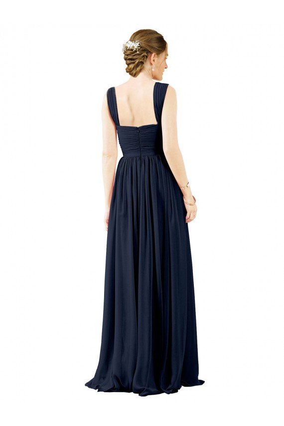 Soft Chiffon Open Back Long Square Neck A-Line Bridesmaid Dress Plymouth