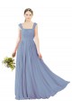 Soft Chiffon Open Back Long Square Neck A-Line Bridesmaid Dress Plymouth