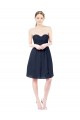 Soft Chiffon Open Back Knee Length Sweetheart Dark Navy A-Line Bridesmaid Dress Plymouth