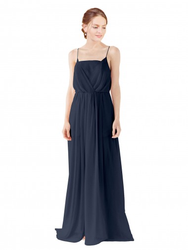 Chiffon Open Back Long Spaghetti straps A-Line Bridesmaid Dress / Evening Gowns Plymouth