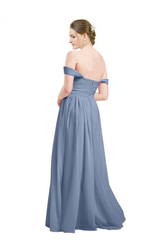 Soft Chiffon Open Back Long Off the Shoulder A-Line Formal Dress / Bridesmaid Dress Plymouth