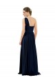 Chiffon Long One Shoulder Dark Navy A-Line Bridal Party Dress / Evening Dress Plymouth