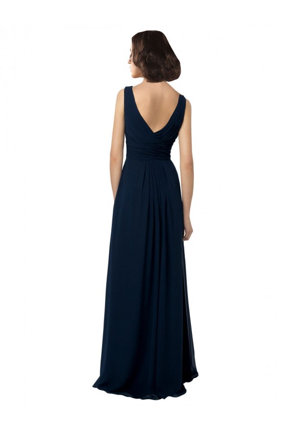 Chiffon V-Back Long V-Neck A-Line Bridal Party Dress Plymouth