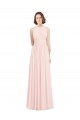 Soft Chiffon Keyhole Back Long Halter Neck Pink A-Line Bridesmaid Dress Plymouth