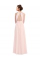 Soft Chiffon Keyhole Back Long Halter Neck Pink A-Line Bridesmaid Dress Plymouth