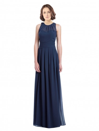 Chiffon Keyhole Back Long Floor Length Halter Neck A-Line Bridesmaid Dress Plymouth