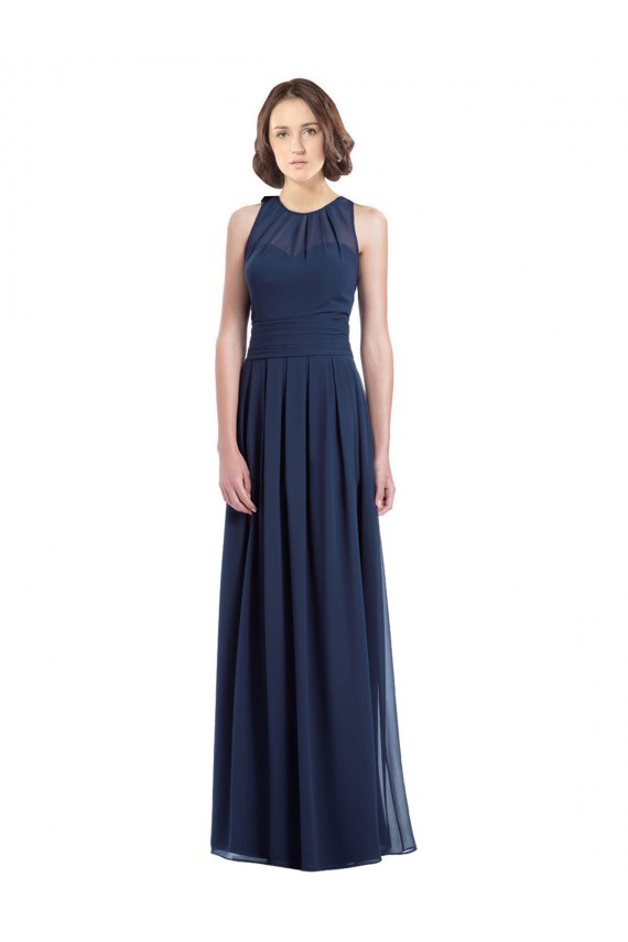 Chiffon Keyhole Back Long Floor Length Halter Neck A-Line Bridesmaid Dress Plymouth