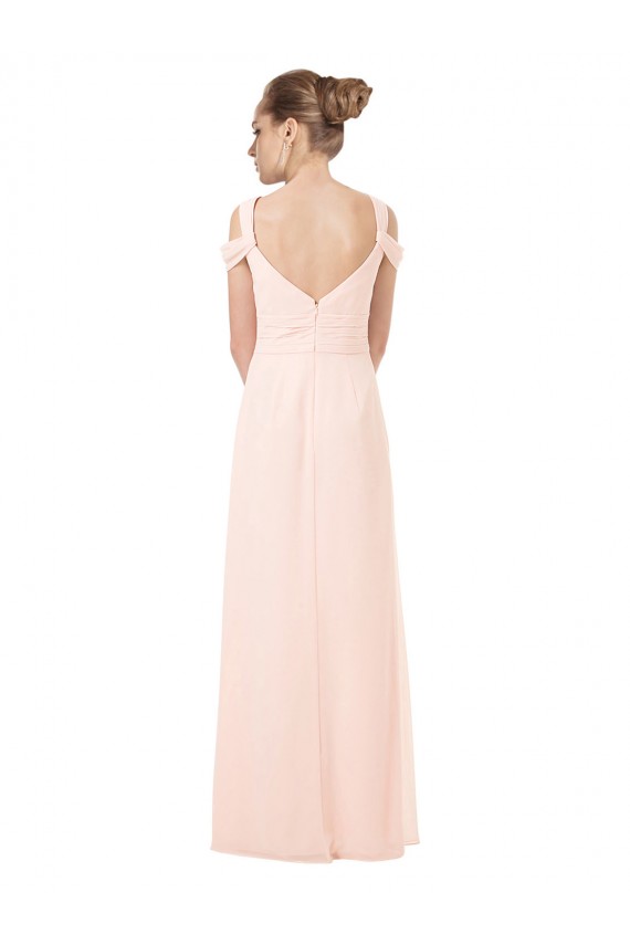 Chiffon Keyhole Back Long Off the Shoulder A-Line Bridesmaid Dress / Evening Dress Plymouth