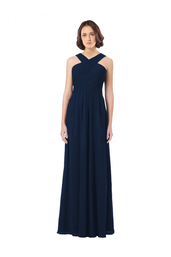 Chiffon Open Back Long Floor Length Off the Shoulder A-Line Bridesmaid Dress Plymouth