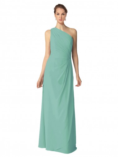 Soft Chiffon Long One Shoulder Jade A-Line Bridesmaid Dress Plymouth