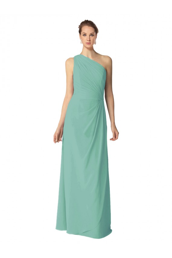 Soft Chiffon Long One Shoulder Jade A-Line Bridesmaid Dress Plymouth