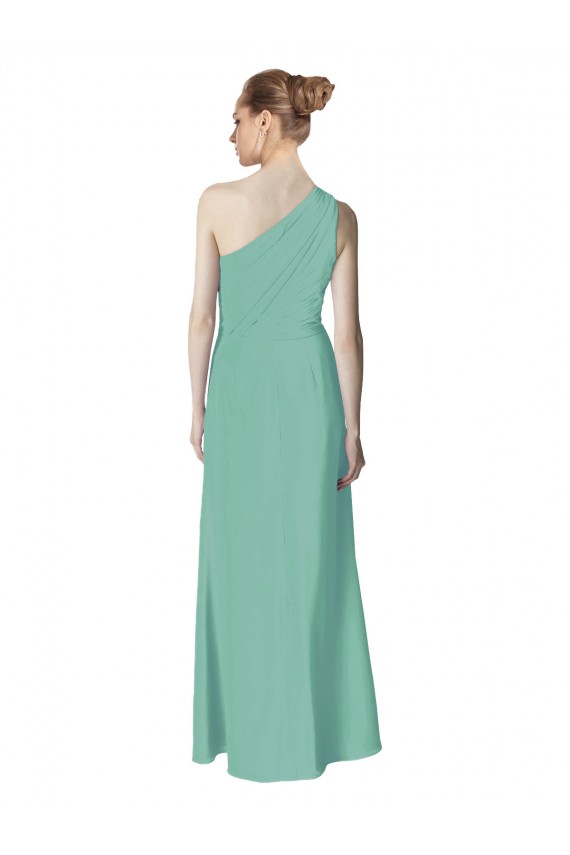 Soft Chiffon Long One Shoulder Jade A-Line Bridesmaid Dress Plymouth