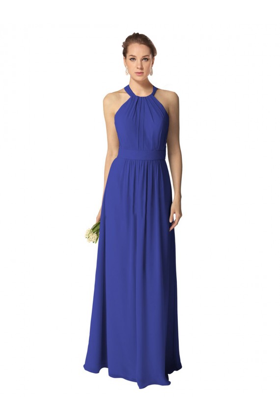 Soft Chiffon Long Halter Neck A-Line Evening Dress / Bridesmaid Dress Plymouth