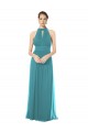 Soft Chiffon Keyhole Back Long Halter Neck Hunter A-Line Bridesmaid Dress Plymouth
