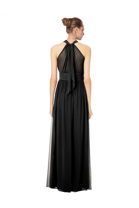 Soft Chiffon Keyhole Back Long Halter Neck Hunter A-Line Bridesmaid Dress Plymouth