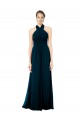 Soft Chiffon Open Back Long Halter Neck Midnight Green A-Line Formal Dress / Bridesmaid Dress Plymouth