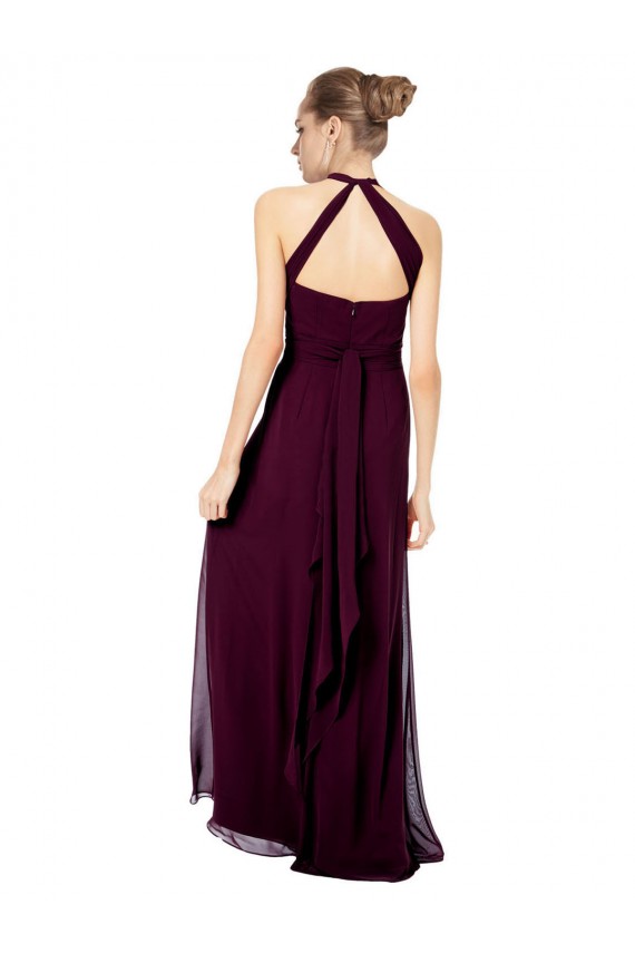 Soft Chiffon Open Back Long Halter Neck Midnight Green A-Line Formal Dress / Bridesmaid Dress Plymouth