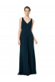 Soft Chiffon Long V-Neck Midnight Green A-Line Bridesmaid Dress Plymouth