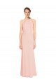 Chiffon Long Spaghetti Straps Pink A-Line Bridesmaid Dress Plymouth