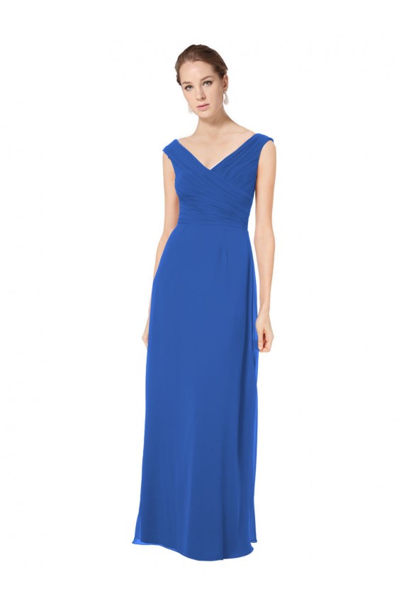 Soft Chiffon Open Back Long Off the Shoulder A-Line Bridesmaid Dresses Plymouth