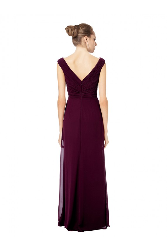 Soft Chiffon Open Back Long Off the Shoulder A-Line Bridesmaid Dresses Plymouth