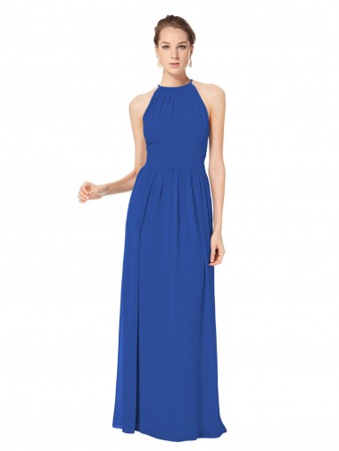 Chiffon Keyhole Back Long Halter Neck A-Line Bridesmaid Dress / Evening Dress Plymouth