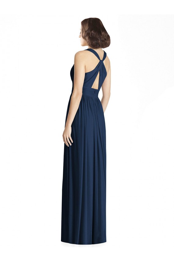 Chiffon Long Floor Length V-Neck A-Line Bridesmaid Dress Plymouth