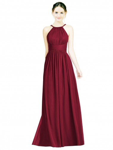 Chiffon Open Back Long Halter Neck A-Line Formal Dress / Bridesmaid Dress Plymouth
