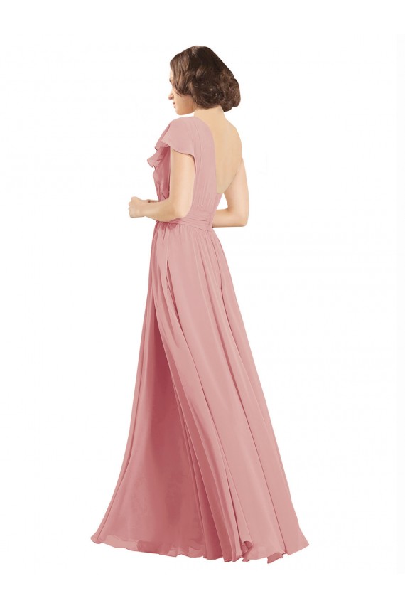 Chiffon Long One Shoulder Bliss Pink A-Line Bridesmaid Dress / Evening Dress Plymouth