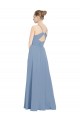Soft Chiffon V-Back Long V-Neck Dusty Blue A-Line Evening Dress / Bridesmaid Dress Plymouth